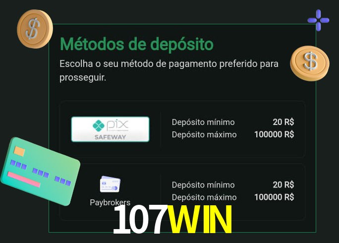 O cassino 107WIN oferece uma grande variedade de métodos de pagamento